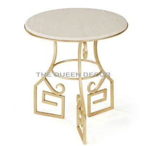Octopus Design Aluminum Metal With Glass Top Round Shape Use <b>Side</b> <b>Table</b> For Living Room And Home Decor Accents - Product Image 4