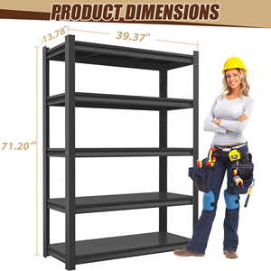 Libreria Industriale in Metallo a 5 Ripiani Regolabili per Soggiorno, Ufficio, Garage e Supermercato - Product Image 1