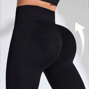 Leggings de yoga taille haute pour femme, soyeux et sans coutures, pantalon de jogging de sport avec fermeture élastique à la taille, motif uni - Product Image 4