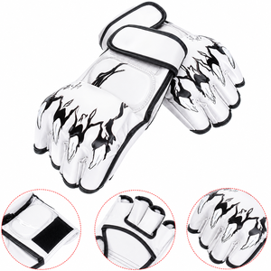 New Bright Leather Adult MMA Kick Boxing <b>Gloves</b> Thickened PU Full Finger Breathable <b>Moisture</b>-Wicking Hook-and-Loop Martial Arts - Product Image 4