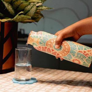 Bohemian Pattern Portable Water Bottle <b>Plastic</b> Outdoor Travel <b>Cup</b> Straight Design Transparent Direct <b>Drinking</b> Hiking Use - Product Image 4