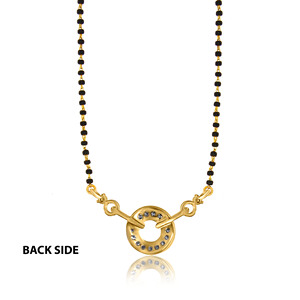 Magnifique collier mangalsutra pour femme en or jaune 14 carats plaqué or rose, certifié IGI, avec chaîne à perles noires et motifs géométriques, ornementé de pierres de laboratoire. - Product Image 3