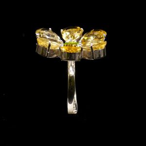 Anillo de Plata de Ley 925 con Circonita Amarilla Citrino, Joyería Plateada con Piedras Preciosas para Mujer - Product Image 3