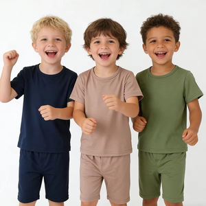Ensembles de Vêtements d'Été Doux Unisexe pour Garçons, Lots en Gros, Tenues pour Enfants, Shorts Couleur Unie, Pyjamas, Ensembles pour Bébés Garçons - Product Image 5