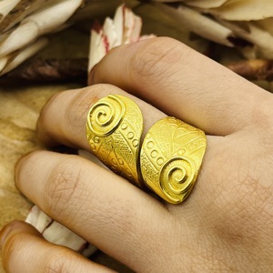 Trendy Design Shield Rings Boho Brass Tribal For Women Antique Brass Finish Swirl <b>Wrap</b> Statement Jewelry For Wholesale/OEM/ODM - Product Image 4