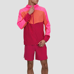 Custom <b>Stitched</b> Drawstring Lightweight Nylon Winter Hooded Solid <b>Tracksuits</b> Men Blank Regular Fit Windbreaker Short Set Two - Product Image 2