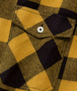 Camisa de Franela de Algodón a Cuadros Amarillos y Negros de Manga Larga Hardihood International - Product Image 6