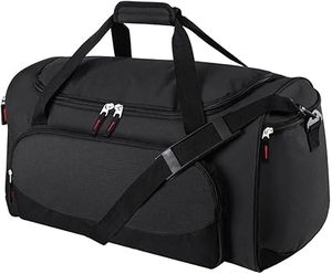 Sac de sport de grande capacité 600D avec bandoulière amovible, poche étanche, sac de voyage pour la gym, noir - Product Image 1