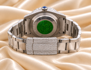 นาฬิกาข้อมือควอตซ์หรูหรา Raj Gems หน้าปัดเพชร ตัวเลขโรมัน สายสแตนเลส กันน้ำ คุณภาพสูง แสดงวันที่ ขนาด 41 มม. - Product Image 2