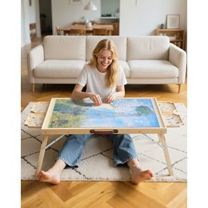 Mesa de Rompecabezas Portátil de Madera para 1500 Piezas con Patas Plegables y 4 Cajones, Cubierta de 34x25 Pulgadas, Accesorios para Rompecabezas - Product Image 2