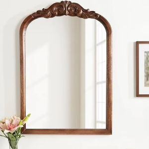Miroir rond mural en bois fait main, décoration murale, miroir décoratif rustique en bois de style farmhouse - Product Image 1