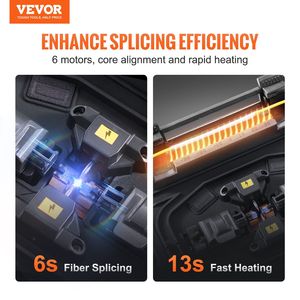 Giuntatrice a fusione di fibra ottica a 6 motori con allineamento del nucleo, LCD da 5 pollici, giunzione e riscaldamento in 13 secondi - Apparecchiatura all'avanguardia per fibra ottica - Product Image 2