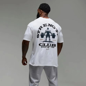 Camiseta Oversize de Algodón para Hombre con Hombros Caídos, Manga Corta, Estilo Casual, Gráfico Desgastado, Streetwear, Top Holgado - Product Image 1