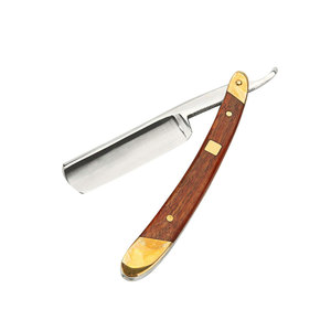 Low MOQ Best Selling Premium Quality Stainless Steel Wood Handle Reusable Durable <b>Straight</b> Shaving <b>Razors</b> Wholesale - Product Image 1