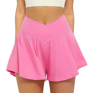Women High Waist 2 in 1 Crossover Athletic Flowy <b>Running</b> Shorts Pockets Polyester/Nylon Butterfly Workout <b>Skorts</b> Tennis Yoga Gym - Product Image 5