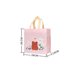 Hippo Pink PP Non Woven Shopping Bag With Dot Pattern Large Size Daily Use <b>Tote</b> Bag <b>Plastic</b> bag Custom logo OEM In Vietnam - Product Image 2