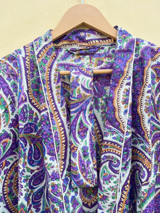 Bata Kimono de Algodón 100% Tejido con Estampado de Dibujos Animados para Mujer, Camisón de Verano Hecho a Mano, Cuello en V, Cintura Elástica, Largo Completo - Product Image 3