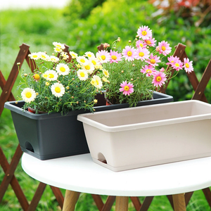 1 Set Balcony Plant Vegetable Flower <strong>Planter</strong> with Tray and Rack <strong>Plastic</strong> Outdoor Rectangular Hanging Long Flower Pot <strong>Trough</strong> - Product Image 3