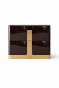 Mahogany Nightstand <b>Walnut</b> Veneer Brass Accent Modern Design Bedroom Home Hotel Furniture Wooden Bedside <b>Table</b> - Product Image 2