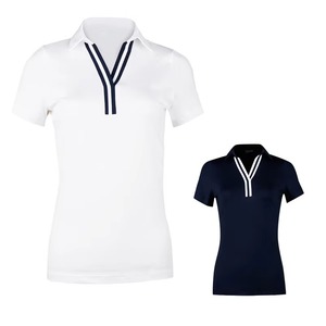 Vêtements de golf basiques pour femmes à porter au quotidien, t-shirt à manches courtes, couleur unie, respirant, en coton, polos pour femmes grandes tailles - Product Image 5