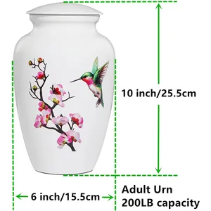 Hummingbird Cremation <b>Urn</b> for Adult Ashes White Funeral <b>Urn</b> <b>Large</b> Decorative With Velvet Bag 200 Lbs Capacity for Human Ashes - Product Image 3
