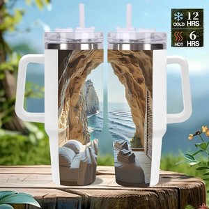 Custom <b>Insulated</b> Tumbler 40oz Stainless Steel Travel <b>Mug</b> With Handle For Outdoor Use - Product Image 2