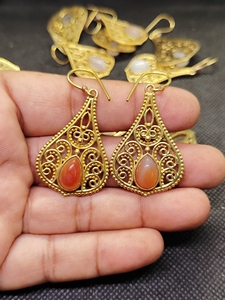 Pendientes de botón geométricos de moda para mujer, chapados en oro, con amatista y apatita, para boda o compromiso, joyería de piedra natural - Product Image 5