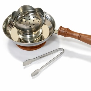 Stainless Steel Bakhoor Burner Charcoal <b>Holder</b> <b>Pan</b> with Wood Handle Handmade Aromatic Incense Stand - Product Image 3