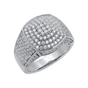 Anillo de Compromiso Estilo Hip Hop con Diamante Moissanite de Corte Redondo, Anillo de Plata de Ley 925 con Incrustaciones de Diamantes, Regalos de Boda y Aniversario para Hombre - Product Image 4