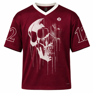 Camiseta de fútbol americano de malla moderna para hombre con gráfico de calavera, ropa deportiva con cuello en V, top deportivo, ropa de equipo personalizada, ropa OEM, pedido al por mayor - Product Image 5