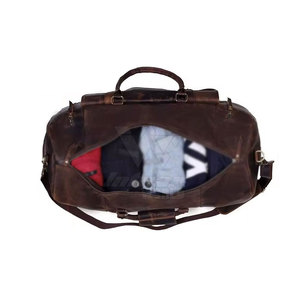 Storage Capacity Leather Duffle Bag Handmade Travel <b>Holdall</b> Durable Leather Construction For Daily And Travel Use - Product Image 3