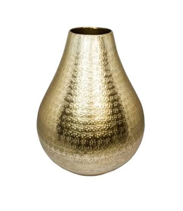 Jarrón de Flores de Aluminio Sólido Hecho a Mano con Diseño Martillado y Acabado en Oro Antiguo - Product Image 3