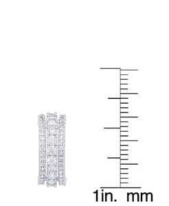 Boucles d'Oreilles Triple Rangée Demi-Créole en Argent avec Zircon Cubique | Macy's - Product Image 3