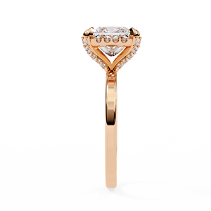 Bague moderne avec halo de diamants de laboratoire taille princesse de 2,00 ct, galerie décorative et bande en or jaune 18 carats poli - Product Image 5