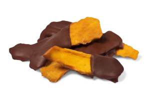 Tranches de mangue séchée bio Expad, couvertes de chocolat, faibles en sucre, sans OGM, parfumées, douces, sucrées, gourmandes, conservées dans l'eau - Product Image 3