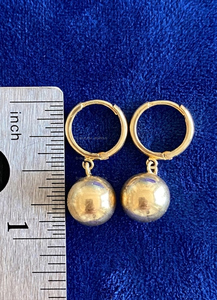 Luxury 14K Gold Ball <b>Drop</b> Hoop Earrings Minimalist Dangle Hoops Elegant Everyday Fine Jewelry Lightweight Statement Gift for Her - Product Image 4