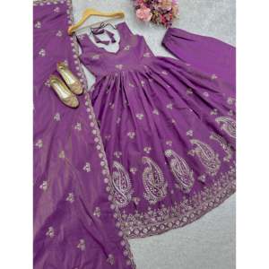 Hermoso vestido Anarkali para mujer Plazzo Dupatta Set para fiestas - Product Image 1