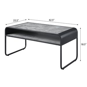 Tavolino da caffè a 1 ripiano in cemento grigio e nero - Product Image 5