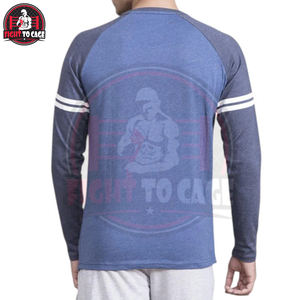 Nouvelle Arrivée 2026 – T-shirts Raglan Homme Entièrement Personnalisables en Mélange de Coton à Manches Longues, Contraste Bleu et Anthracite, Style Décontracté - Product Image 2