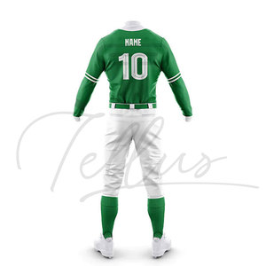 Uniforme de Béisbol para Hombre, Verde y Blanco, Jersey de Manga Larga con Logotipo Bordado, Poliéster Transpirable, Ropa para Todas las Temporadas - Product Image 2