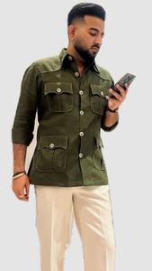 Camisa Casual para Hombre, Estilo Caza, Confeccionada con Tela de Lino 100% Premium, Ecológica, Transpirable y Cómoda para Usar Todo el Día en Verano - Product Image 2