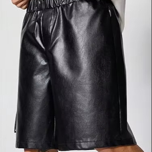 Pantalones Cortos de Cuero Genuino para Hombre, Diseño Elegante sin Mangas con Bolsillos Laterales, Pantalones Cortos Personalizados de Piel de Vaca - Product Image 1