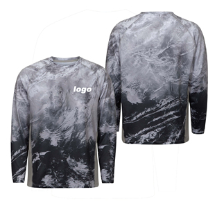 เสื้อตกปลาพิมพ์ลายซับลิเมชั่นสำหรับผู้ชาย ป้องกันแสงแดด SPF 50 แห้งเร็ว ระบายอากาศได้ดี พร้อมโลโก้สั่งทำพิเศษ แขนยาว - Product Image 4