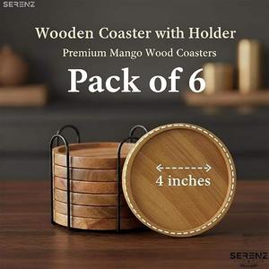 Juego de Posavasos de Madera Rústica Hechos a Mano de Alta Calidad para Té y Café, para Decoración de Bares, Pubs y Hogares, Disponible a Precio de Exportación - Product Image 3