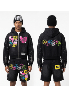 Men's Oversized Hooded Sweatshirt Black <b>Star</b> Print Streetwear Cotton French Terry Regular Fit Pocket <b>Design</b> Winter Wear - Product Image 1