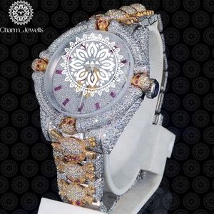 Montre de luxe Charm Jewells en acier inoxydable, boîtier de 40 mm, accents de diamants, mouvement mécanique analogique, mode hip-hop, verre unisexe - Product Image 5