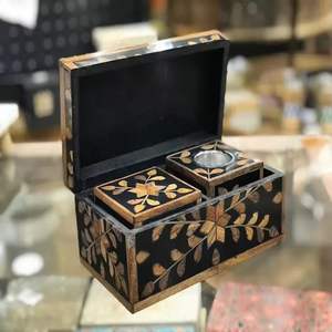 Juego de quemador de incienso Bakhoor de madera artesanal con caja de almacenamiento, soporte decorativo para incienso Oud árabe, juego de bandeja Mabkhara - Product Image 5