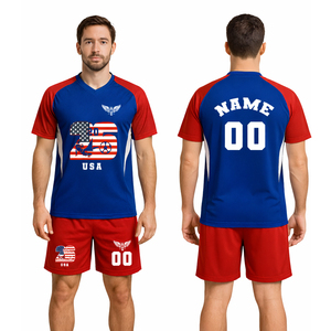 ชุดเสื้อฟุตบอลสองชิ้นสำหรับผู้ชายชุดเสื้อเจอร์ซีย์ฟุตบอลแบบย้อนยุคเสื้อเจอร์ซีย์ทีมฟุตบอลออกแบบได้ตามต้องการ2026จากสหรัฐอเมริกา - Product Image 1