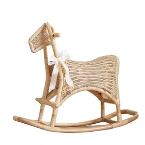 Chevaux à bascule en rotin naturel pour enfants, chaise à bascule, jouets d'extérieur pour enfants, salle de jeux - Product Image 1