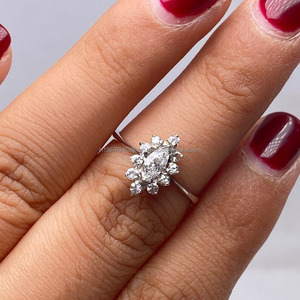 Anillo de compromiso de diamante cultivado en laboratorio de Estilo Vintage Marquesa de oro de 14 quilates, banda de fiesta de boda de diamante blanco de lujo para mujer, regalo fino - Product Image 6